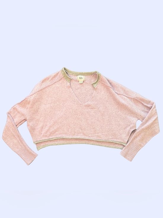 BDG Sweaters - BGD Pink Cropped V-Neck Sweater with Grey Trim